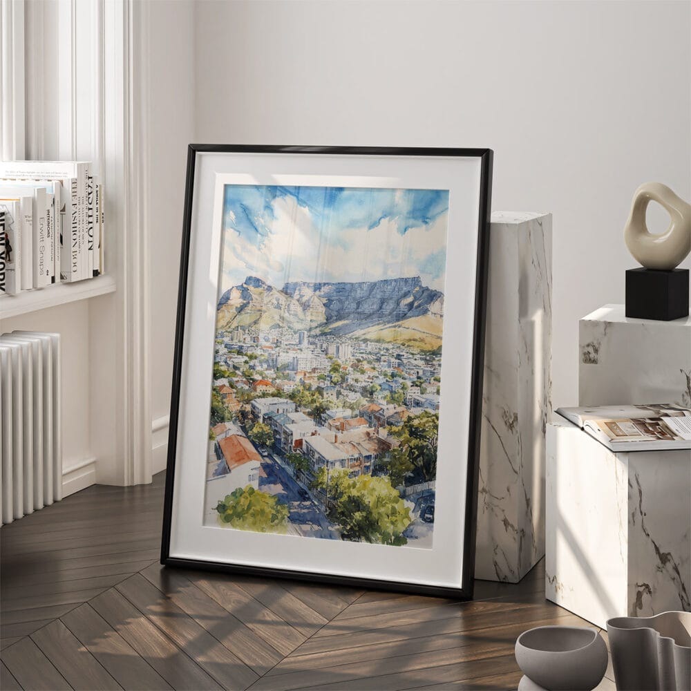 03 - Cape Town Watercolor Art - Digital Downloads - Frame Standing on floor.jpg 03 - Cape Town Watercolor Art - Digital Downloads - Frame Standing on floor.jpg