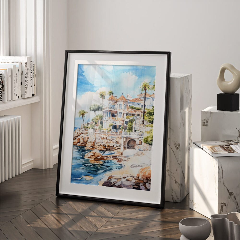 03 - Cascais Portugal Watercolor Art - Digital Downloads - Frame Standing on floor.jpg 03 - Cascais Portugal Watercolor Art - Digital Downloads - Frame Standing on floor.jpg