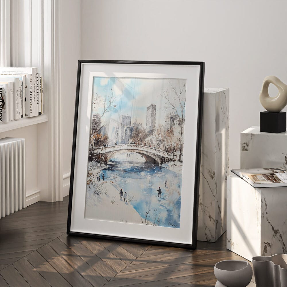 03 - Central Park New York City Watercolor Art - Digital Downloads - Frame Standing on floor.jpg 03 - Central Park New York City Watercolor Art - Digital Downloads - Frame Standing on floor.jpg