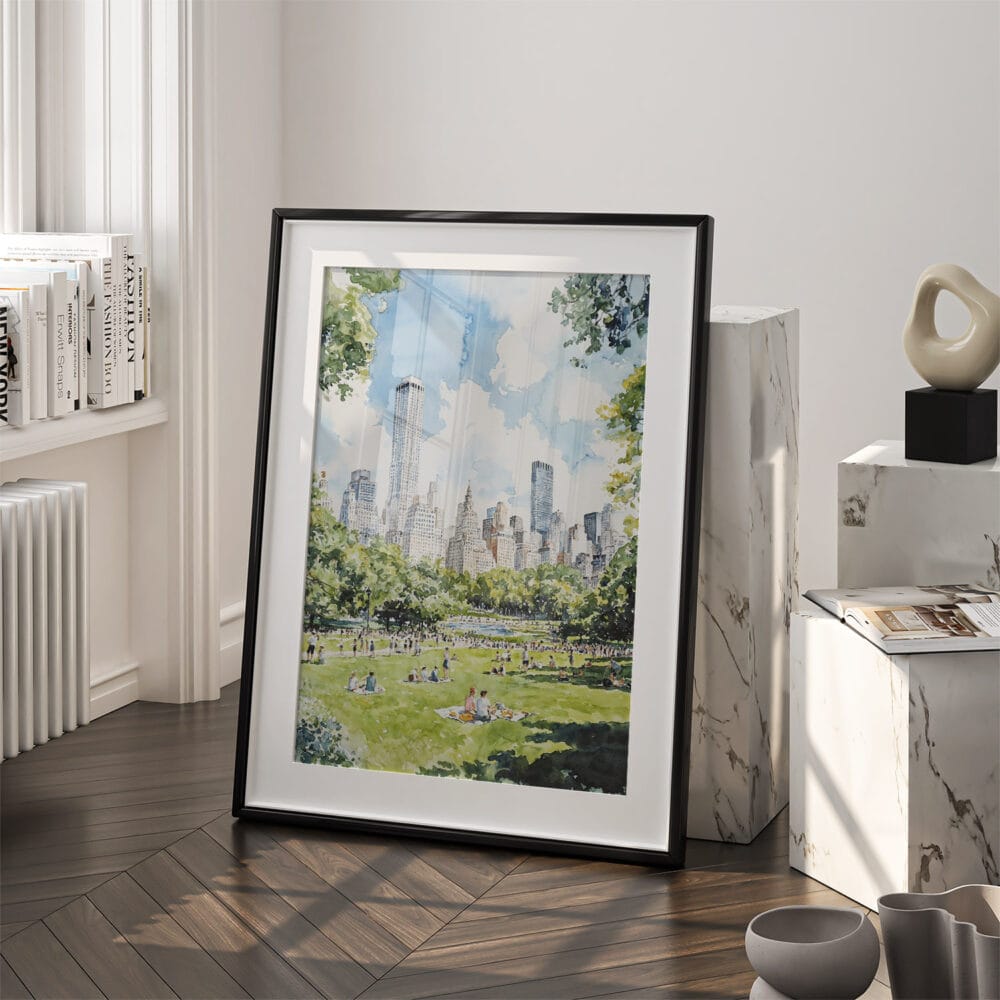 03 - Central Park New York Watercolor Art - Digital Downloads - Frame Standing on floor.jpg 03 - Central Park New York Watercolor Art - Digital Downloads - Frame Standing on floor.jpg