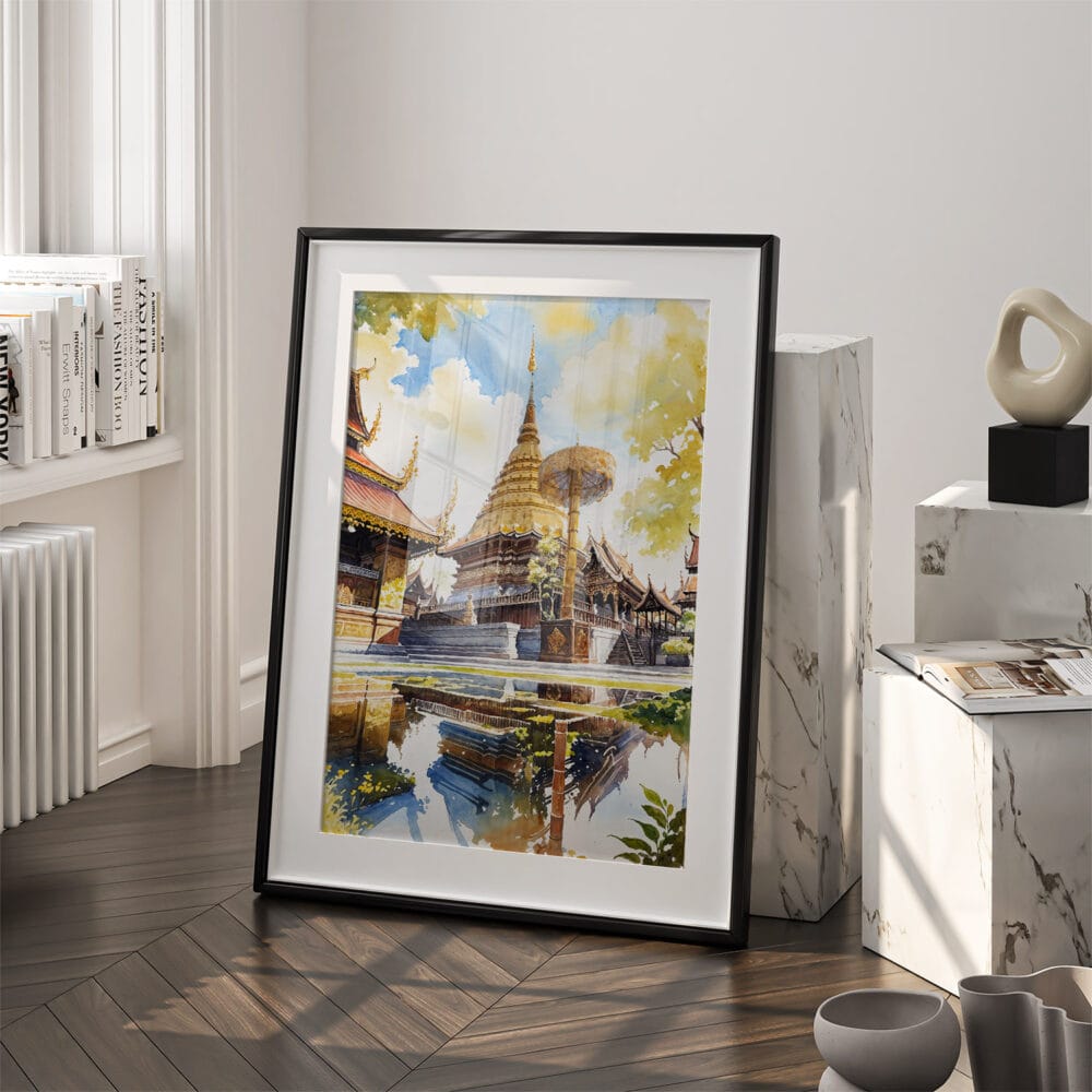 03 - Chiang mai Wat Phra That Doi Suthep Watercolor Art - Digital Downloads - Frame Standing on floor.jpg 03 - Chiang mai Wat Phra That Doi Suthep Watercolor Art - Digital Downloads - Frame Standing on floor.jpg
