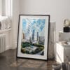 03 - Chicago Millenium Park Watercolor Art - Digital Downloads - Frame Standing on floor.jpg