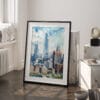 03 - Chicago Willis Tower Watercolor Art - Digital Downloads - Frame Standing on floor.jpg