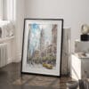 03 - Chrysler Building Watercolor Art - Digital Downloads - Frame Standing on floor.jpg