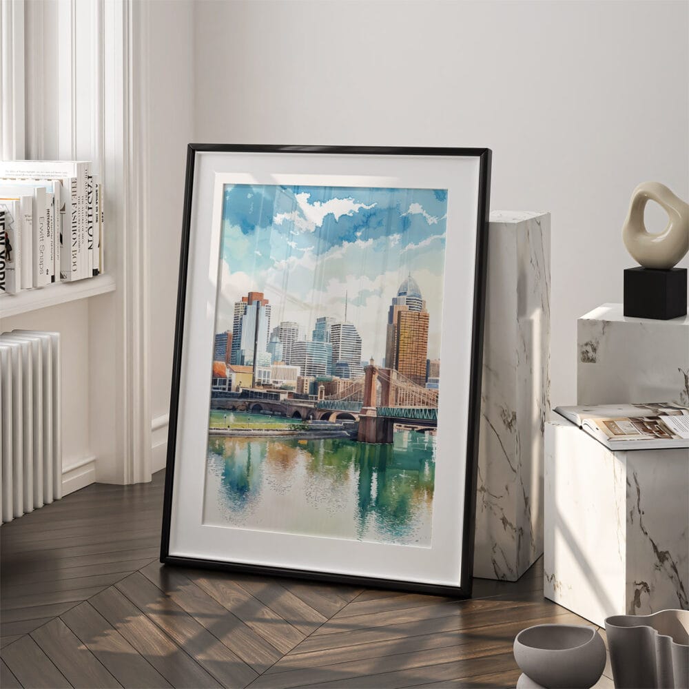 03 - Cincinnati Ohio Watercolor Art - Digital Downloads - Frame Standing on floor.jpg 03 - Cincinnati Ohio Watercolor Art - Digital Downloads - Frame Standing on floor.jpg