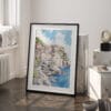 03 - Cinque Terre Watercolor Art - Digital Downloads - Frame Standing on floor.jpg