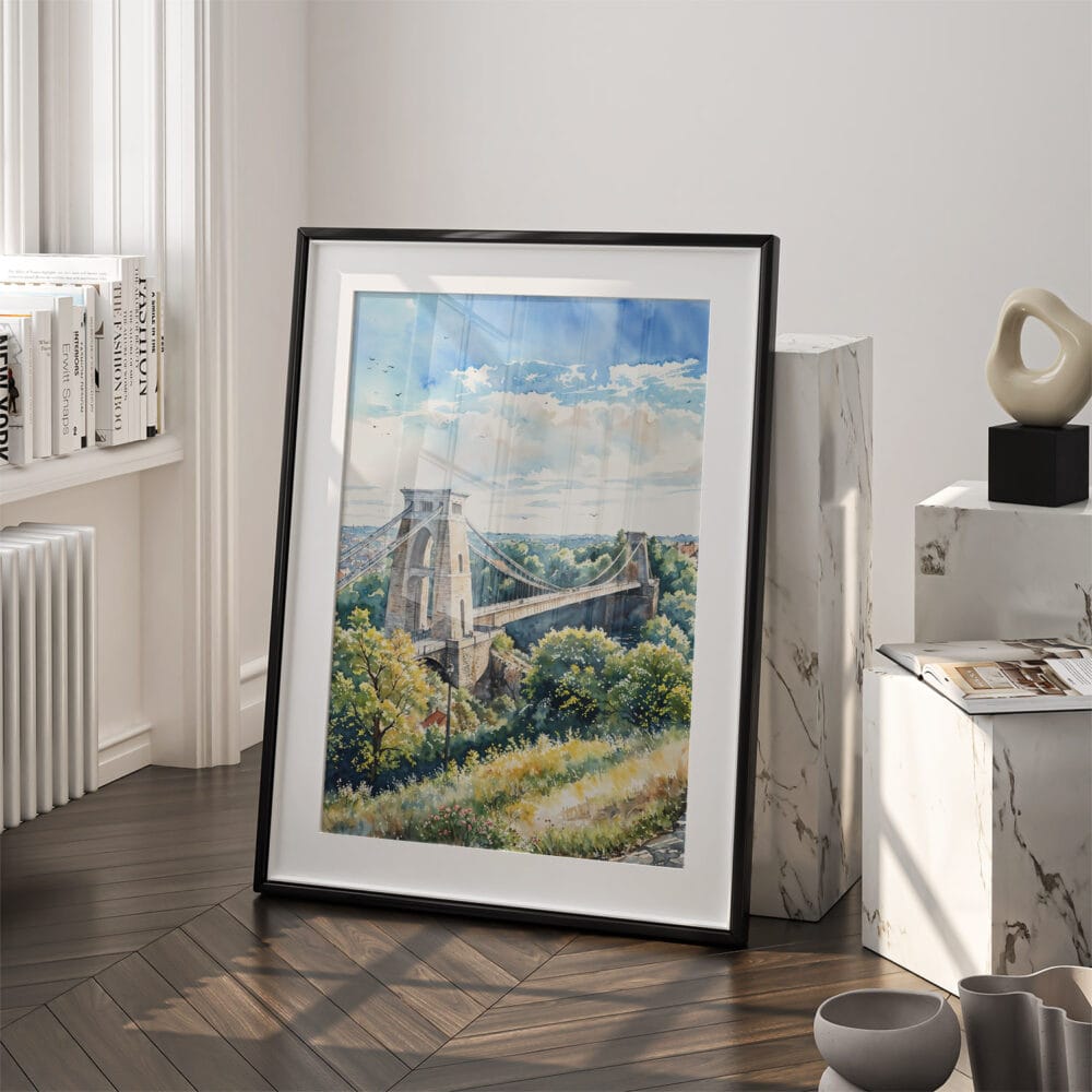 03 - Clifton Bridge Bristol Watercolor Art - Digital Downloads - Frame Standing on floor.jpg 03 - Clifton Bridge Bristol Watercolor Art - Digital Downloads - Frame Standing on floor.jpg