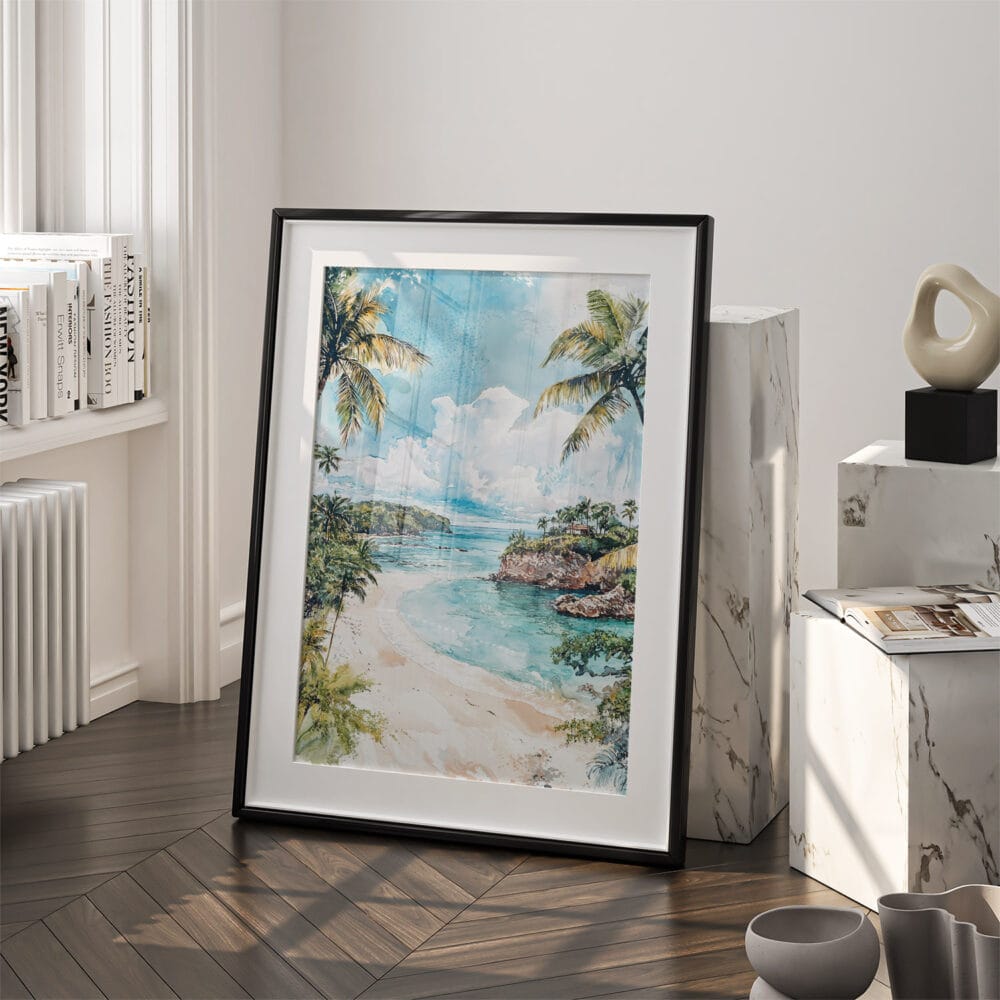 03 - Costa Rica Playa Dominical Watercolor Art - Digital Downloads - Frame Standing on floor.jpg 03 - Costa Rica Playa Dominical Watercolor Art - Digital Downloads - Frame Standing on floor.jpg