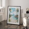 03 - Costa Rica Playa Dominical Watercolor Art - Digital Downloads - Frame Standing on floor.jpg