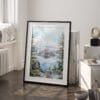 03 - Crater Lake National Park Watercolor Art - Digital Downloads - Frame Standing on floor.jpg