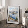 03 - Crater Lake Watercolor Art - Digital Downloads - Frame Standing on floor.jpg