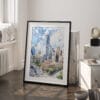 03 - Dallas Texas Watercolor Art - Digital Downloads - Frame Standing on floor.jpg