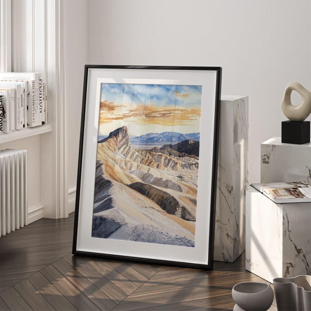 03 - Death Valley National Park Watercolor Art - Digital Downloads - Frame Standing on floor.jpg 03 - Death Valley National Park Watercolor Art - Digital Downloads - Frame Standing on floor.jpg