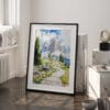 03 - Dolomites Hiking Watercolor Art - Digital Downloads - Frame Standing on floor.jpg