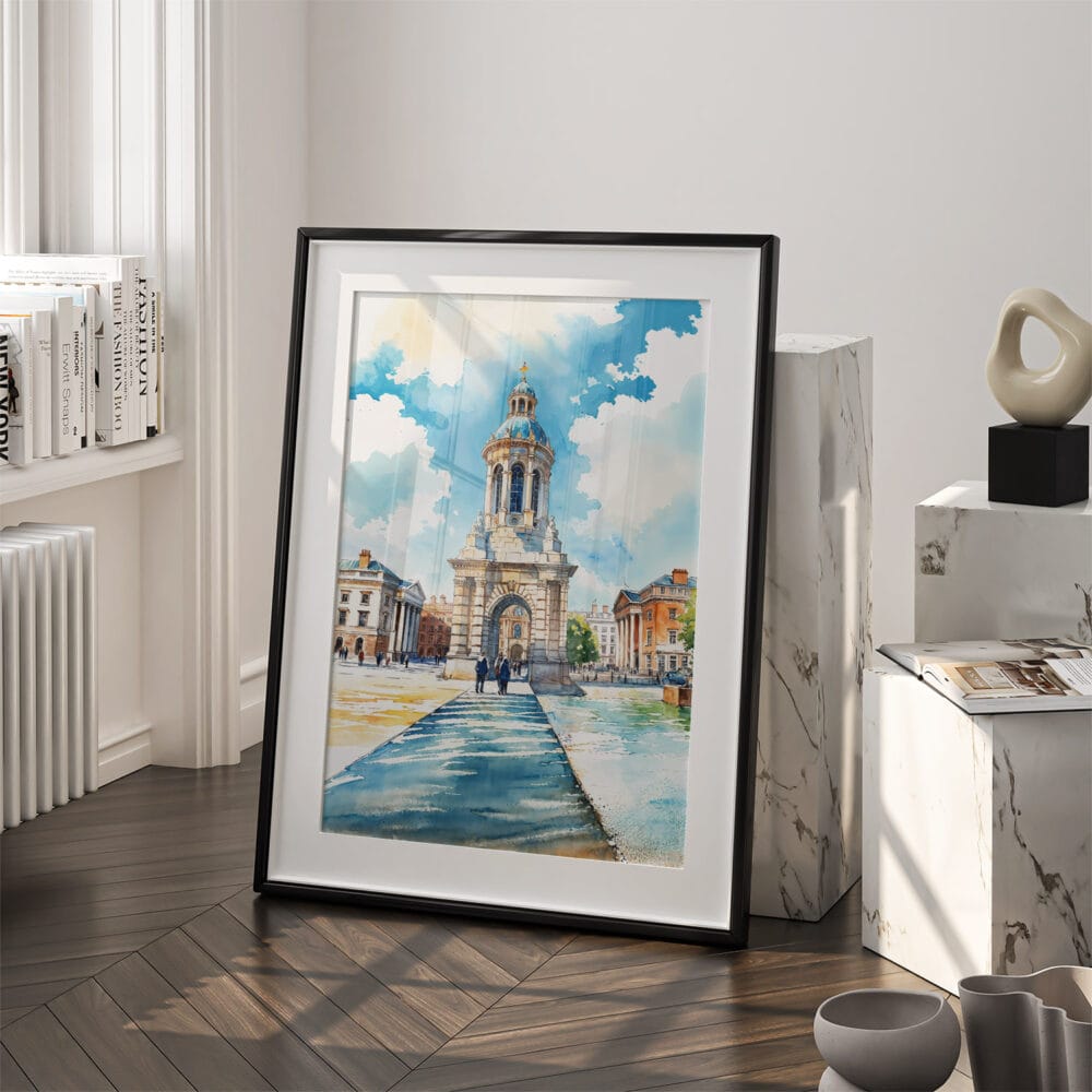 03 - Dublin Trinity College Watercolor Art - Digital Downloads - Frame Standing on floor.jpg 03 - Dublin Trinity College Watercolor Art - Digital Downloads - Frame Standing on floor.jpg