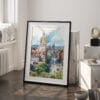 03 - Edinburgh Skyline Watercolor Art - Digital Downloads - Frame Standing on floor.jpg