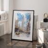 03 - Empire State Building Watercolor Art - Digital Downloads - Frame Standing on floor.jpg