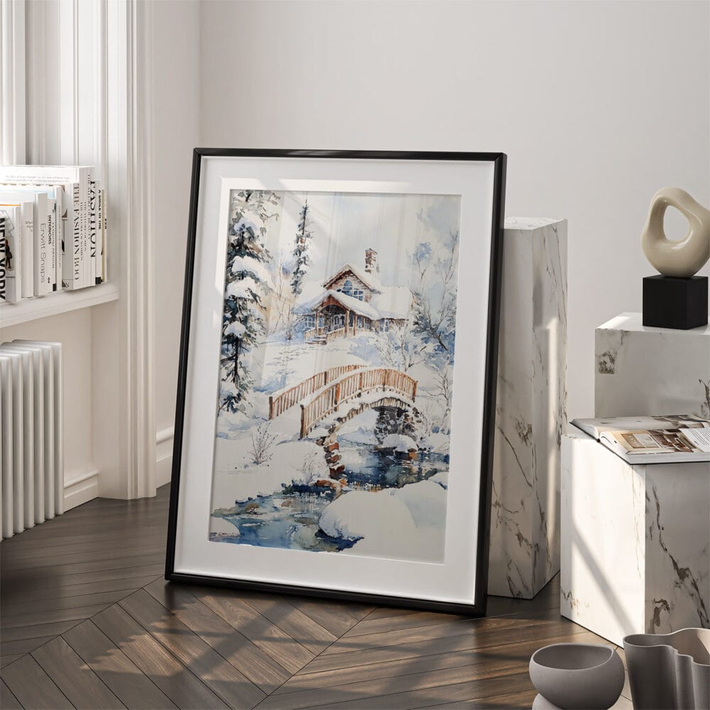 03 - Fairbanks Alaska Winter watercolor Art - Digital Downloads - Frame Standing on floor.jpg 03 - Fairbanks Alaska Winter watercolor Art - Digital Downloads - Frame Standing on floor.jpg