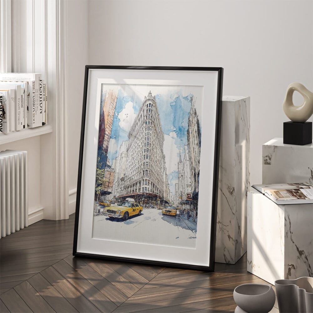 03 - Flatiron Watercolor Art - Digital Downloads - Frame Standing on floor.jpg 03 - Flatiron Watercolor Art - Digital Downloads - Frame Standing on floor.jpg