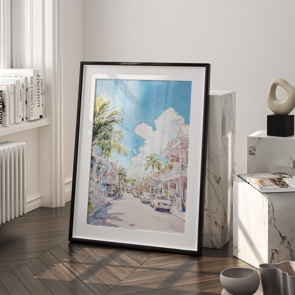 03 - Florida Key West Watercolor Art - Digital Downloads - Frame Standing on floor.jpg 03 - Florida Key West Watercolor Art - Digital Downloads - Frame Standing on floor.jpg