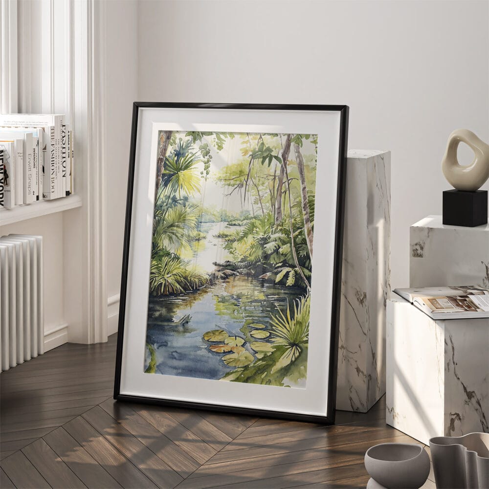 03 - Floride Everglades Watercolor 2 Art - Digital Downloads - Frame Standing on floor.jpg 03 - Floride Everglades Watercolor 2 Art - Digital Downloads - Frame Standing on floor.jpg