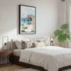 03 - Framed Algarve Portugal Watercolor Canvas Print - Bedroom.jpg