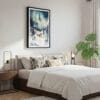 03 - Framed Aurora Lapland Finland Watercolor Canvas Print - Bedroom.jpg