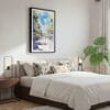 03 - Framed Barcelona Las Ramblas Watercolor Canvas Print - Bedroom.jpg