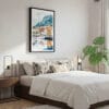 03 - Framed Bergen Norway Watercolor Canvas Print - Bedroom.jpg