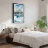 03 - Framed Blue Mosque Watercolor Canvas Print - Bedroom.jpg