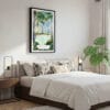 03 - Framed Brisbane Streets Beach Watercolor Canvas Print - Bedroom.jpg