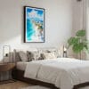 03 - Framed Cancun Mexico Watercolor Canvas Print - Bedroom.jpg