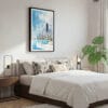 03 - Framed Chicago Skyline - Watercolor Canvas Print - Bedroom.jpg