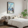 03 - Framed Chicago Willis Tower Watercolor Canvas Print - Bedroom.jpg