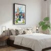 03 - Framed Edinburgh Skyline Watercolor Canvas Print - Bedroom.jpg