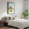 03 - Framed France Mont Saint Michel Watercolor Canvas Print - Bedroom.jpg