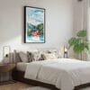 03 - Framed Hakone with Mount Fuji Watercolor Canvas Print - Bedroom.jpg