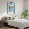 03 - Framed Lake Como Boat View Watercolor Canvas Print - Bedroom.jpg
