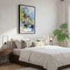 03 - Framed Lauterbrunnen Switzerland Watercolor Canvas Print - Bedroom.jpg