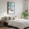 03 - Framed Lisboa Torre de Belém Watercolor Canvas Print - Bedroom.jpg
