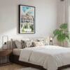03 - Framed Mexico Palacio de Bellas Artes Watercolor Canvas Print - Bedroom.jpg