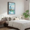 03 - Framed Milwaukee Skyline Watercolor Canvas Print - Bedroom.jpg