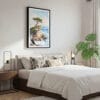 03 - Framed Pebble Beach Lone Cypress Watercolor Canvas Print - Bedroom.jpg