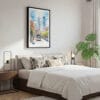 03 - Framed Philadelphia Downtown Watercolor Canvas Print - Bedroom.jpg