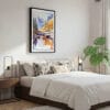 03 - Framed Rocky Mountains Canada Watercolor Canvas Print - Bedroom.jpg