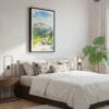 03 - Framed Rocky Mountains National Park Watercolor Canvas Print - Bedroom.jpg