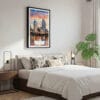 03 - Framed San Diego Skyline Watercolor Canvas Print - Bedroom.jpg