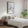 03 - Framed Santorini Blue Dome - Watercolor Canvas Print - Bedroom.jpg