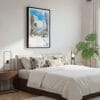 03 - Framed Sapporo City - Watercolor Canvas Print - Bedroom.jpg