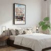 03 - Framed Seattle Pike Place Market Watercolor Canvas Print - Bedroom.jpg